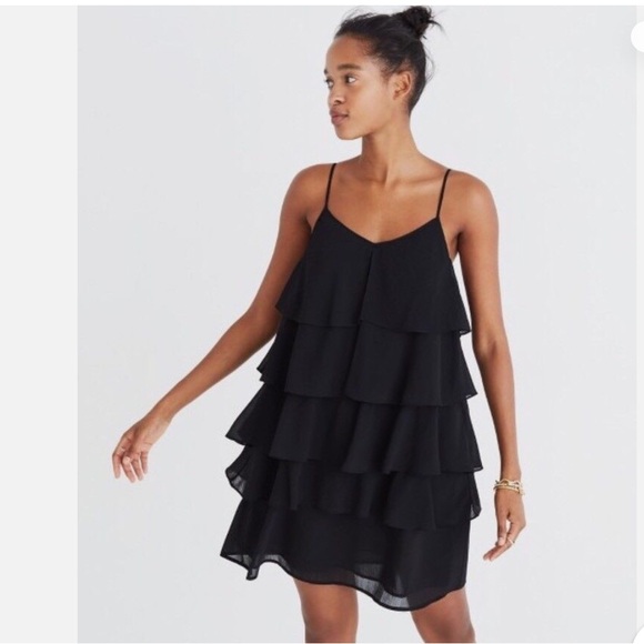 Madewell Ruffle Tier Cami Dress in
Black - Picture 3 of 11
